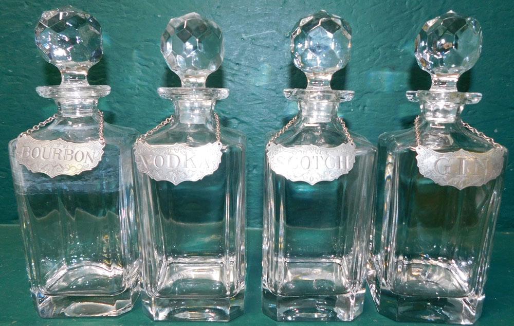 Lot Of 4 Crystal Decanters With Steiff Pewter Labels Auction