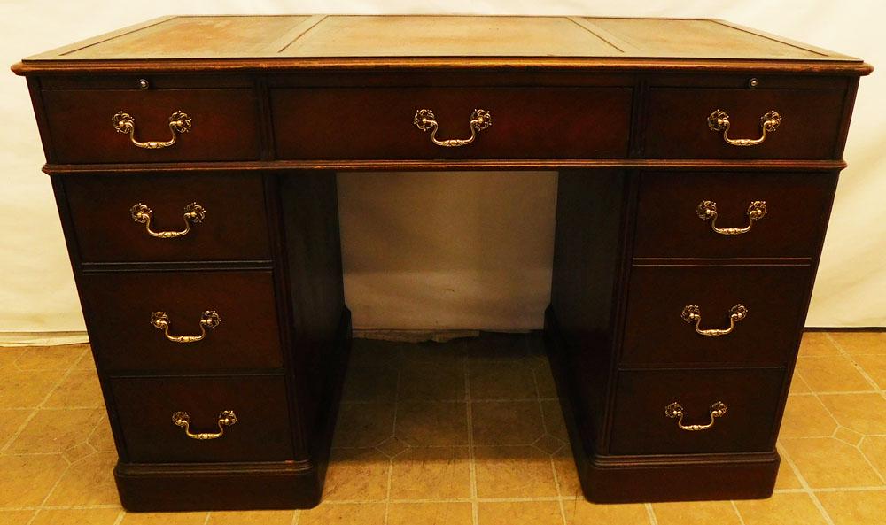 Mahogany Tooled Leather Top Child's Desk with Pull Out Slides (1 of 7)