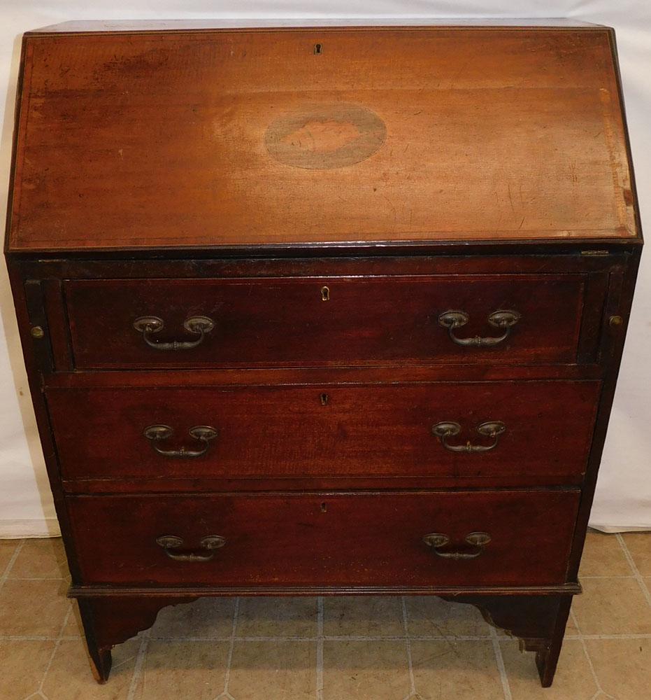 Antique Diminutive Conch Shell Inlaid Mahogany Child's Slant Front Desk (1 of 6)