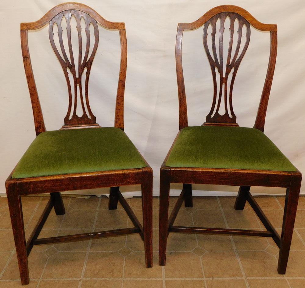 Pair of 19th Century Elmwood Dining Chairs: Pair of 19th Century Elmwood Dining Chairs . 37 3/4" H ALL DESCRIPTIONS AND ANY CONDITION STATEMENT GIVEN BY LANGSTON AUCTION GALLERY ARE STRICTLY OPINIONS AND LANGSTON'S SHALL HAVE NO RESPONSIBILITY