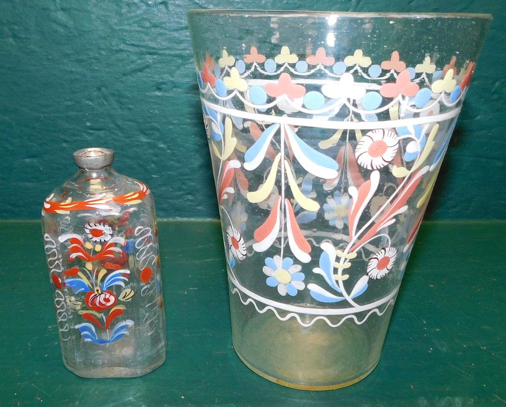 19th Century Enamel Decorated Scent Bottle & Vase (1 of 3)