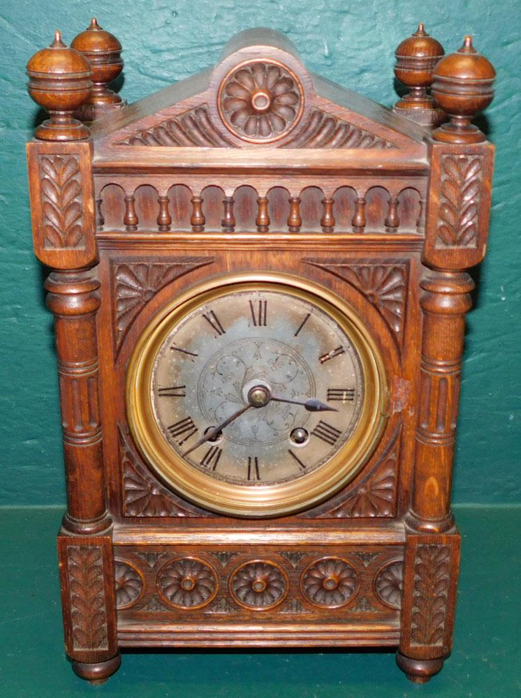 Antique Carved Oak German Mantel Clock by Lenzkirch (1 of 4)