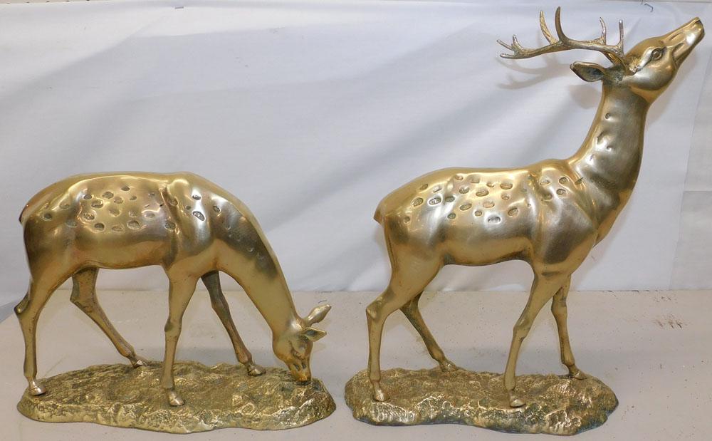 Two Cast Brass Deer Figures (1 of 4)