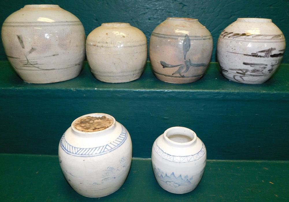 Lot of 6 Oriental Porcelain Ginger Jars (1 of 3)