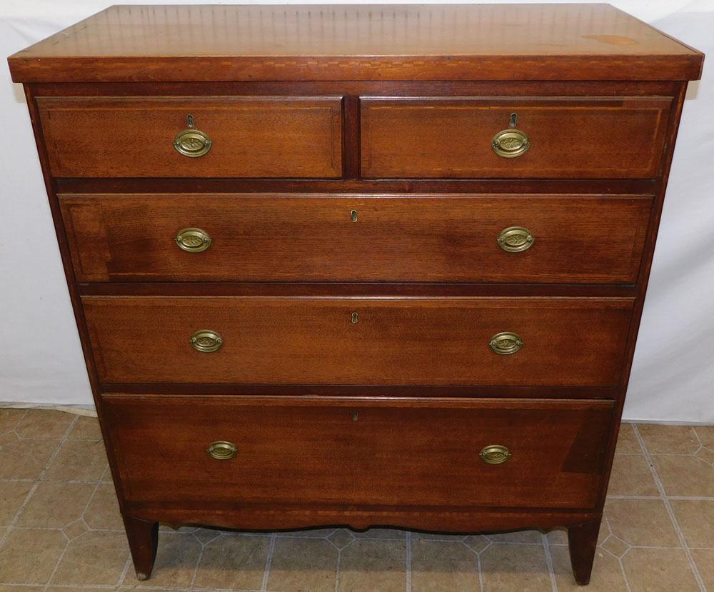 19th Century American Walnut Inlaid 2/3 Drawer Chest (1 of 7)