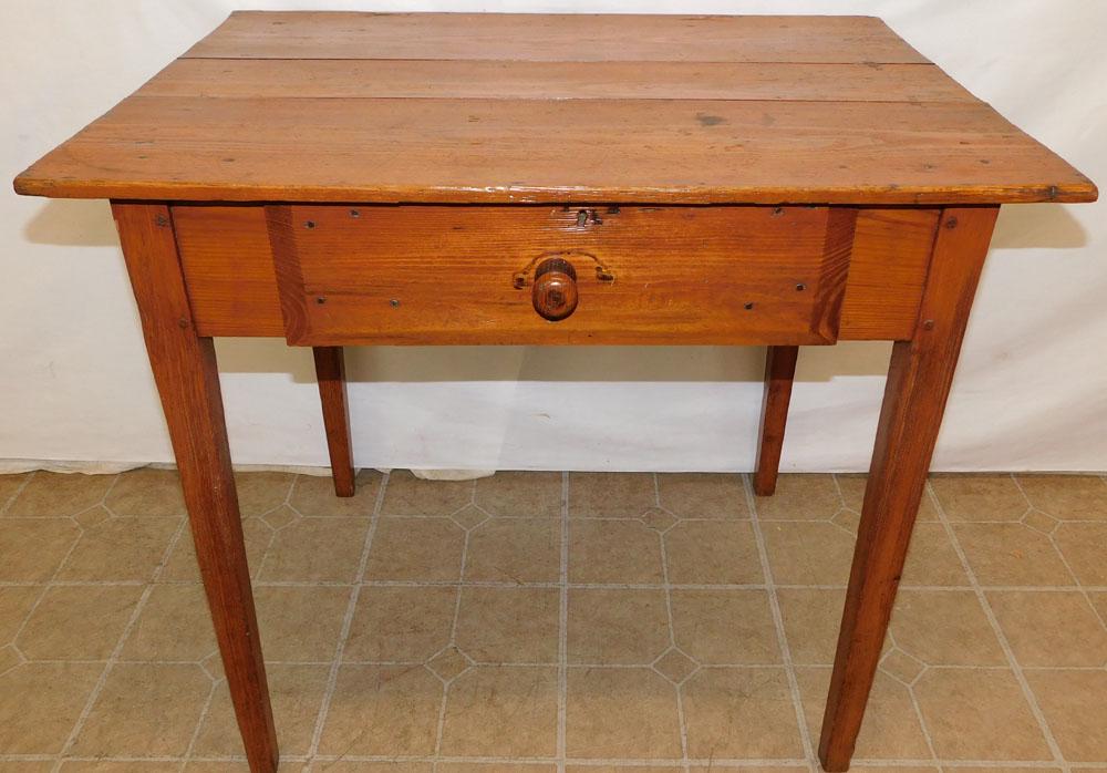 Antique Southern Heart Pine Farm Table with Drawer (1 of 7)
