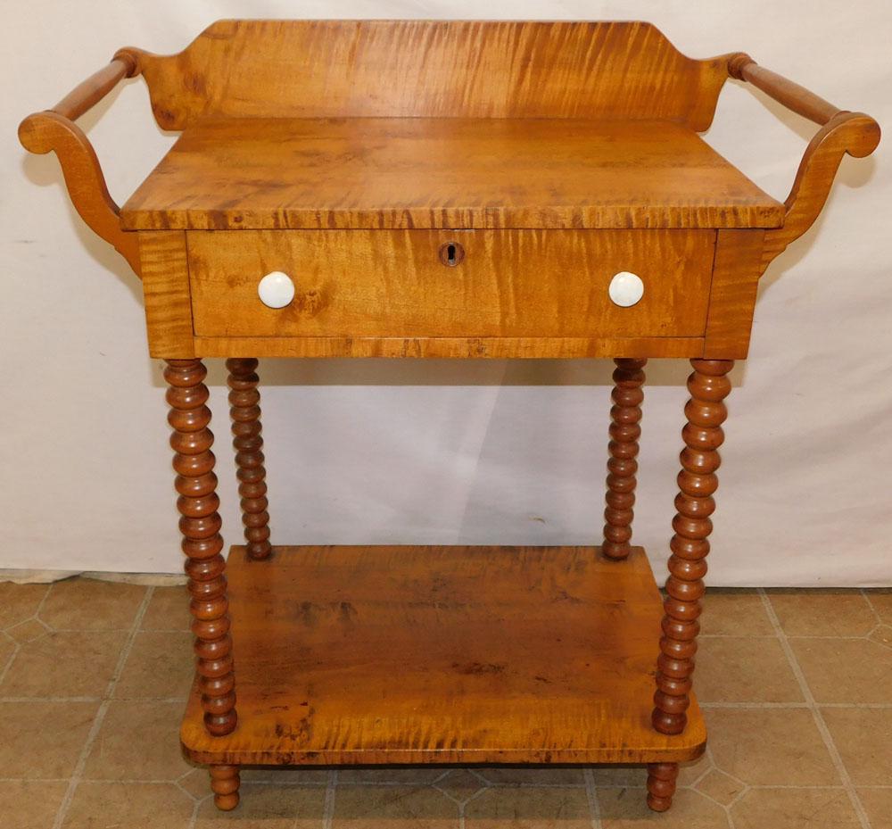 19th Century Tiger Maple Washstand with Drawer (1 of 7)