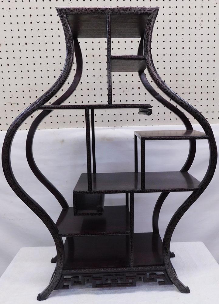 Rosewood & Brass Inlaid Oriental Table Top Etagere (1 of 6)