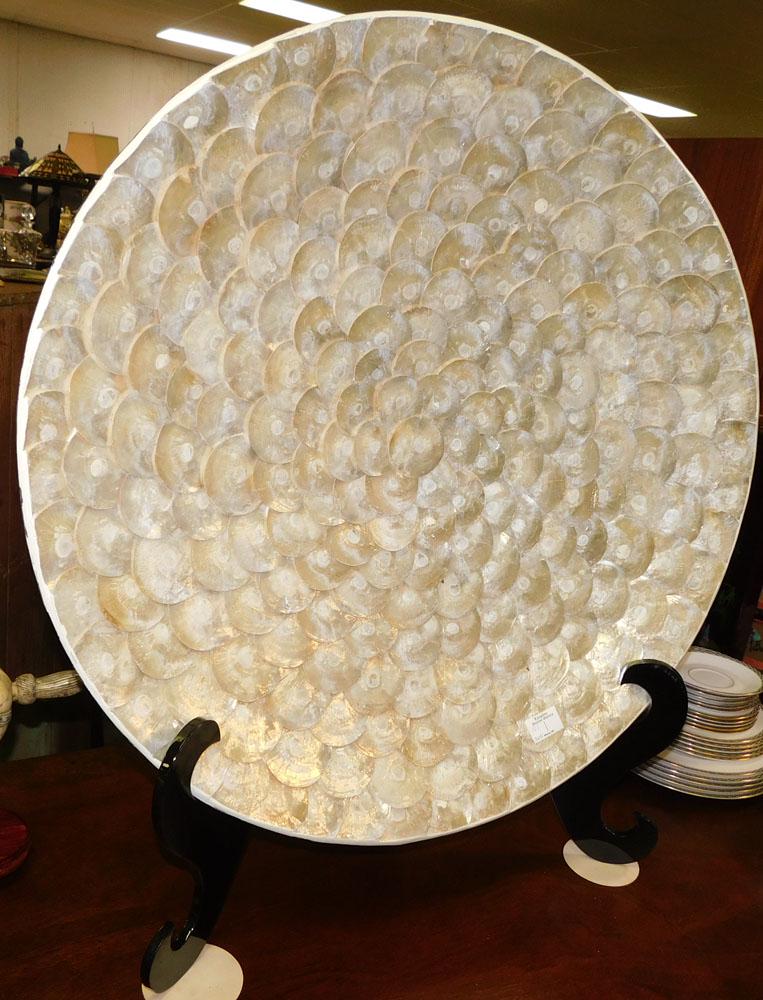Large Oyster Shell & Black Lacquered Charger with Stand (1 of 4)