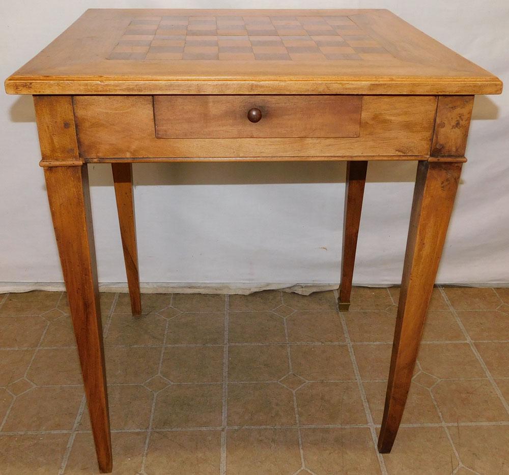 Walnut Pegged Checkboard Top Game Table with 2 Drawers (1 of 4)