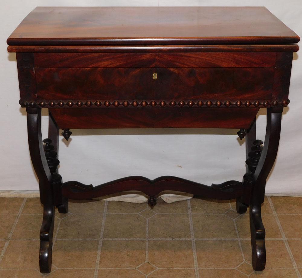 19th Century Mahogany Empire Fold Over Top 2 Drawer Stand (1 of 9)
