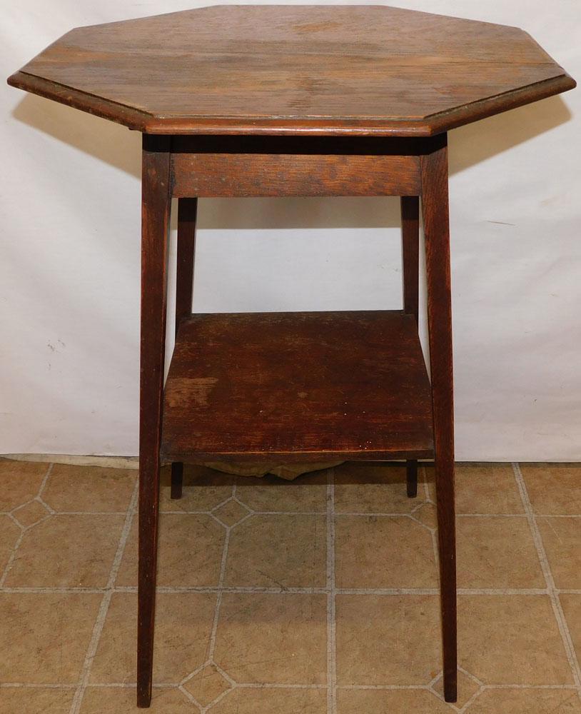 Oak Octagonal Shaped Top 2 Tier Stand (1 of 3)