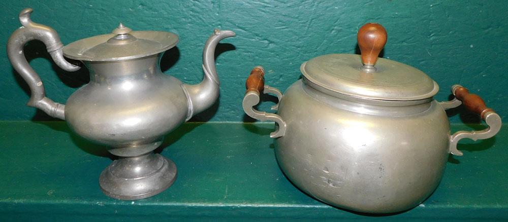 2 Pieces of Antique Pewter: 2 Pieces of Antique Pewter. 9 1/2" H ALL DESCRIPTIONS AND ANY CONDITION STATEMENT GIVEN BY LANGSTON AUCTION GALLERY ARE STRICTLY OPINIONS AND LANGSTON'S SHALL HAVE NO RESPONSIBILITY FOR ERRORS OR OMIS