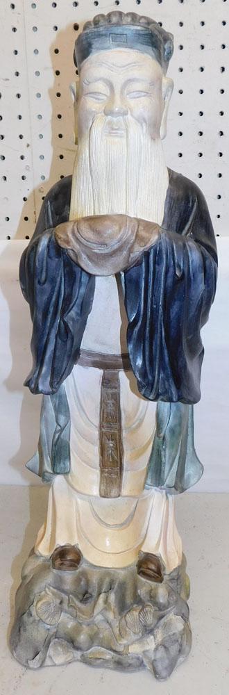 Painted Ceramic Chinese Man Figure (1 of 5)