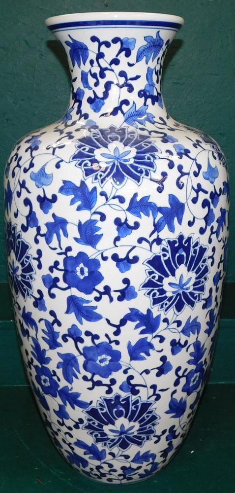 Large Blue & White Oriental Vase (1 of 2)