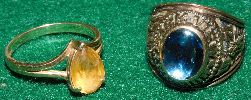 2 Marked 10K Gold Rings, (1 Class Ring) (1 of 3)