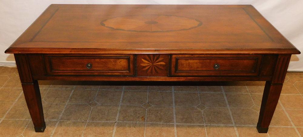 Cherry & Satin Wood Inlay Two Drawer Coffee Table (1 of 7)