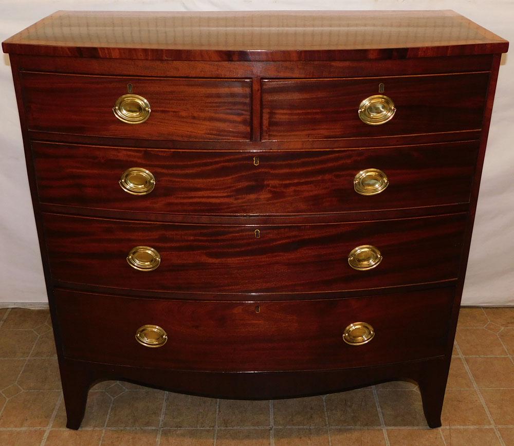 19th C Mahogany Satin Wood Banded Top 2/3 Drawer Chest (1 of 6)