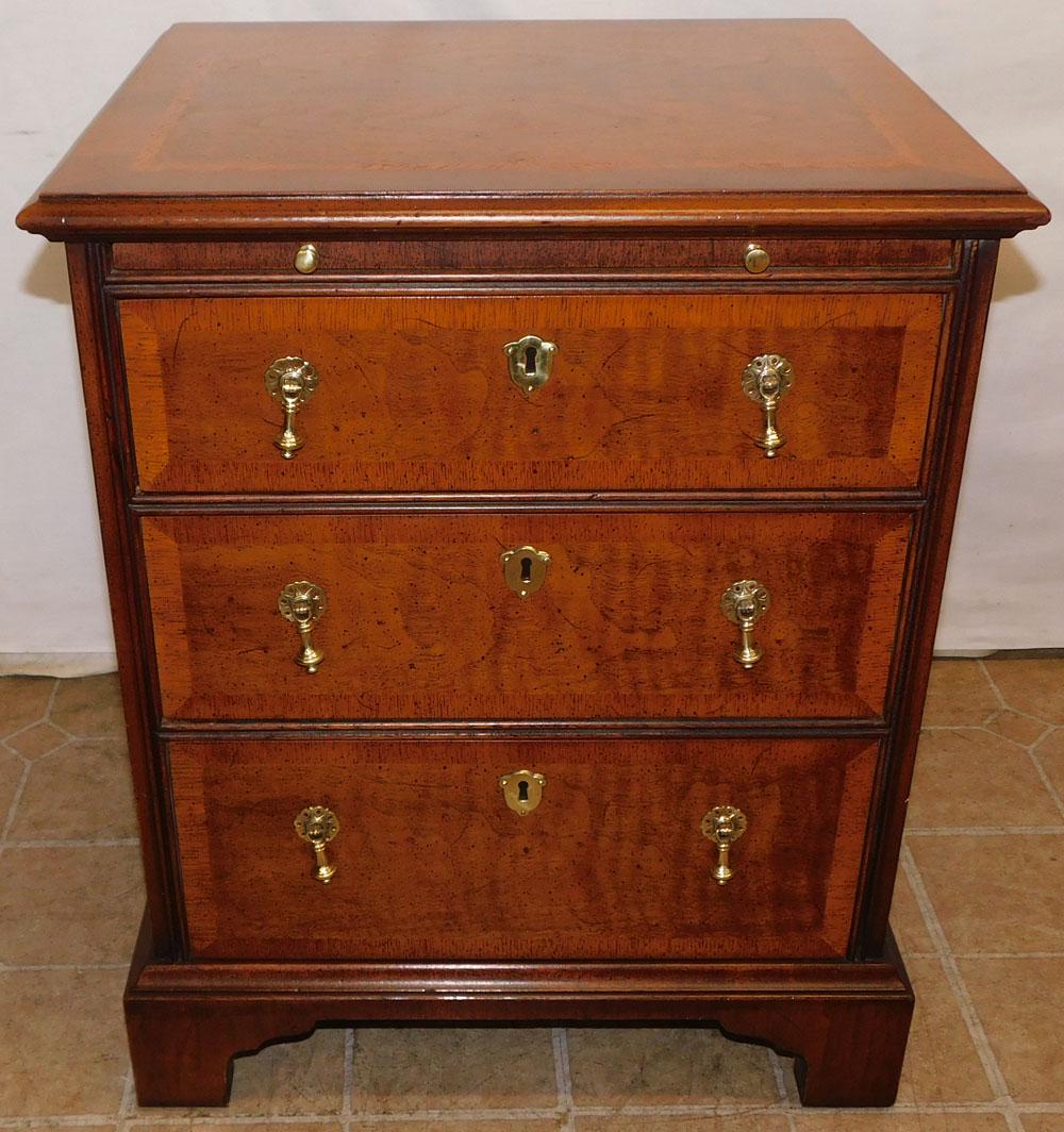 Walnut & Satin Wood Banded Three Drawer Night Stand With Slide By Henredon (1 of 7)