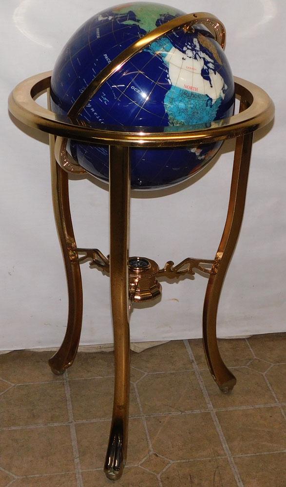Vintage Lapis Gemstone Globe On Stand (1 of 6)