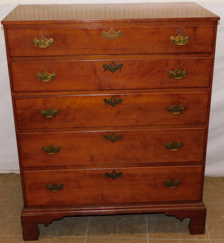 19th C New England Cherry 5 Drawer Chest (1 of 5)