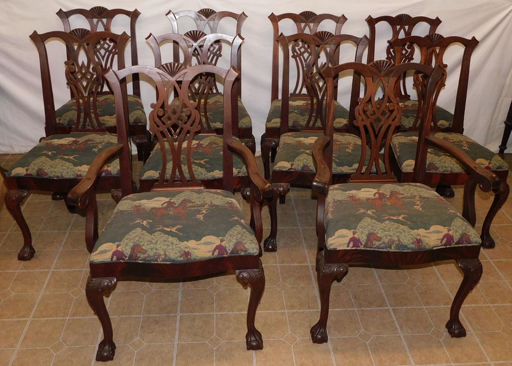 Set 10 Mahogany Carved Chippendale Style Dining Chairs With Ball & Claw Feet (1 of 6)