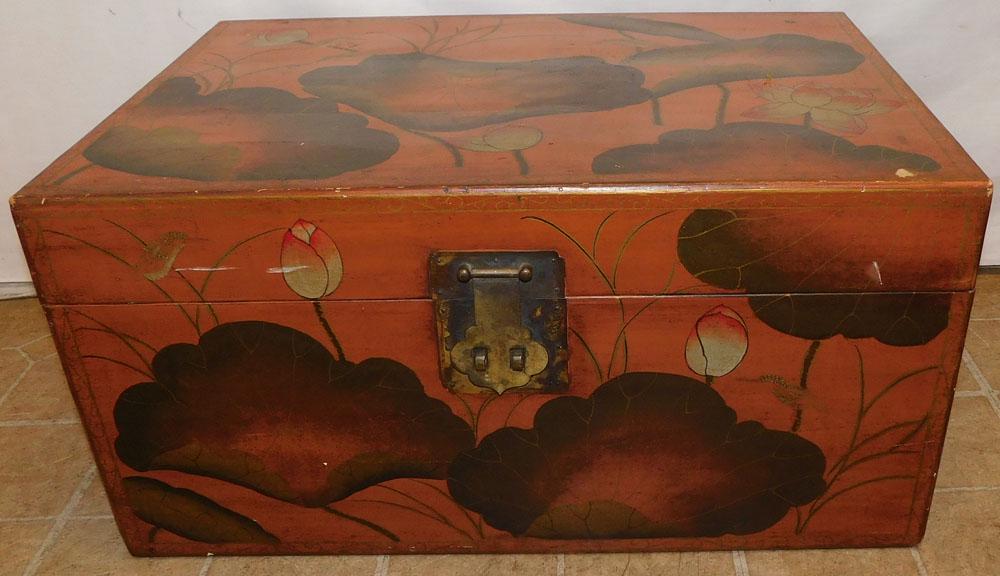 Paint Decorated Pig Skin Covered Box (1 of 7)