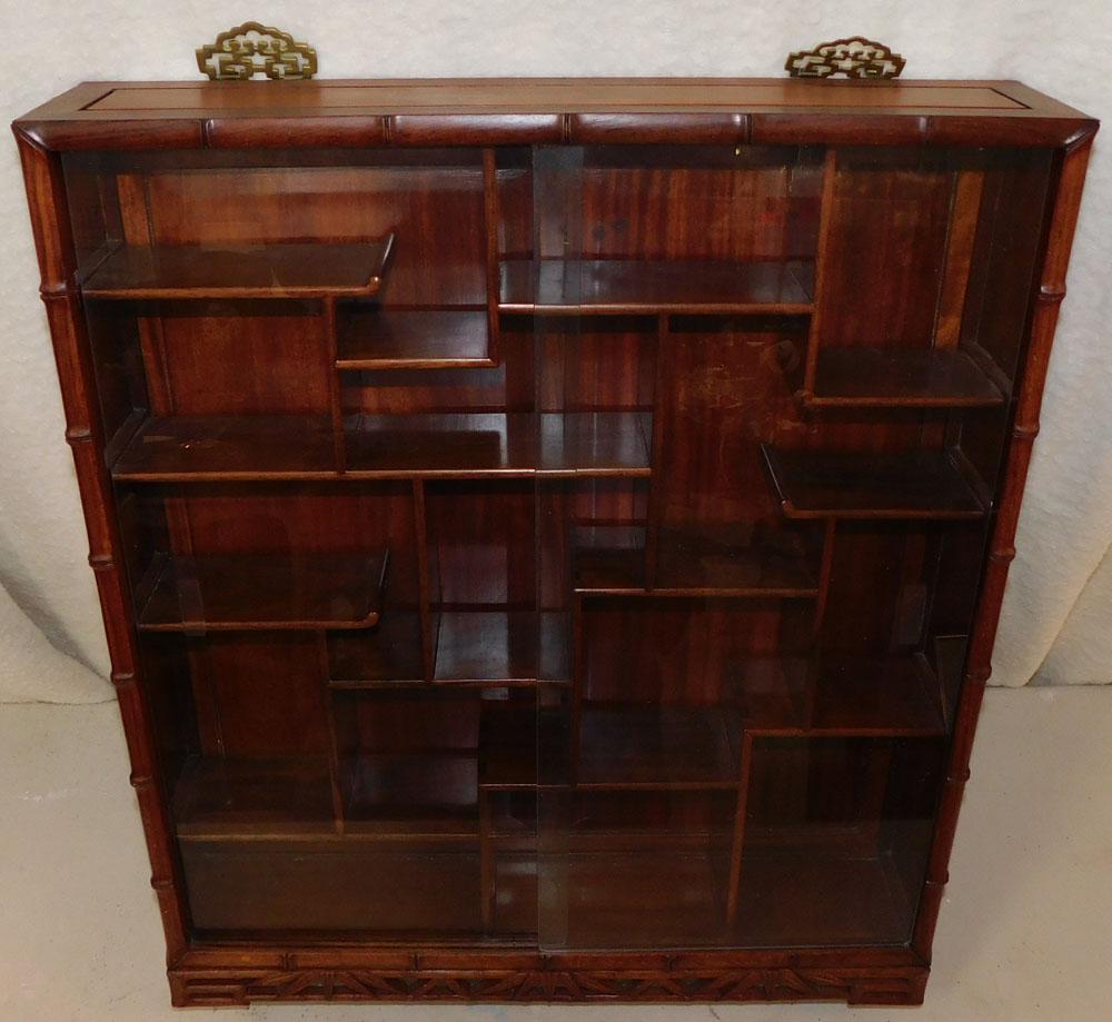 Oriental Rosewood Hanging Wall Cabinet With Sliding Glass Doors (1 of 6)