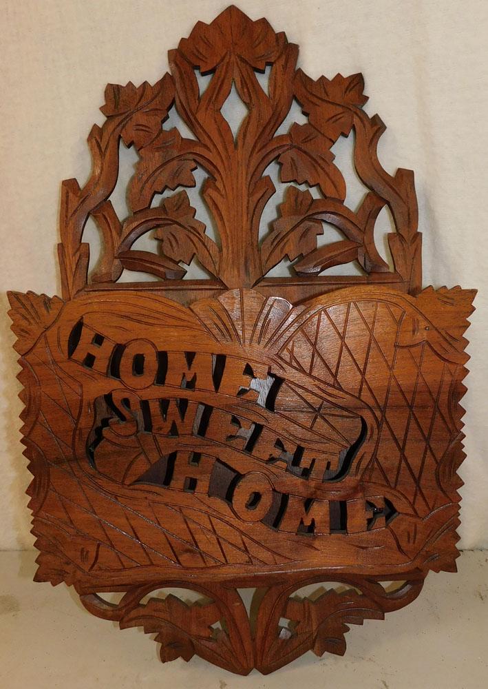 Walnut Carved Victorian Style Hanging Letter Holder (1 of 4)
