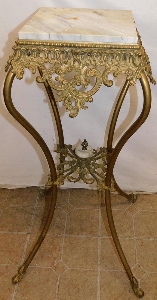 Gilded Metal Victorian Marble Top Plant Stand (1 of 5)