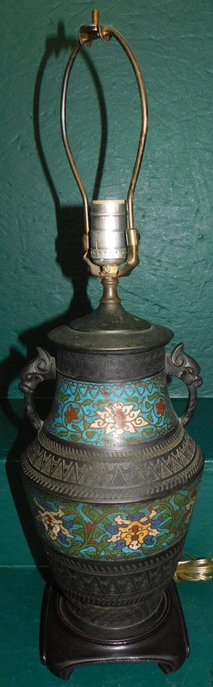 Antique Champleve Urn Lamp (1 of 3)