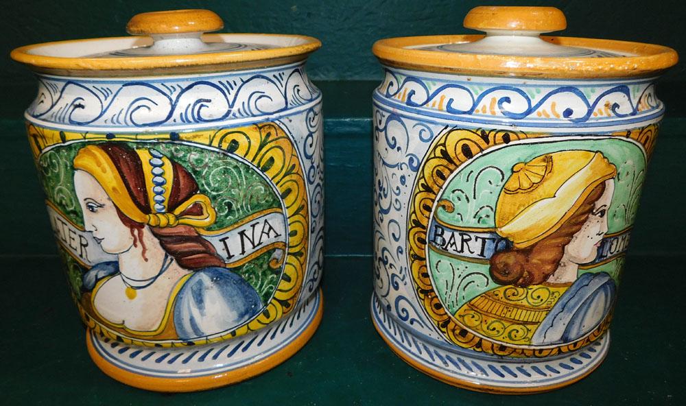 Two Polychrome Style Covered Canisters (1 of 3)
