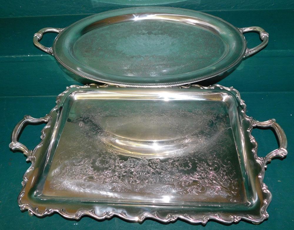 Two Silver Plated Serving Trays (1 of 2)