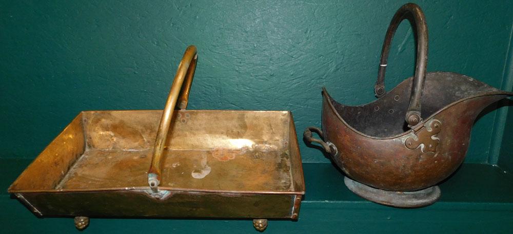Antique Brass Basket & Coal Scuttle (1 of 3)
