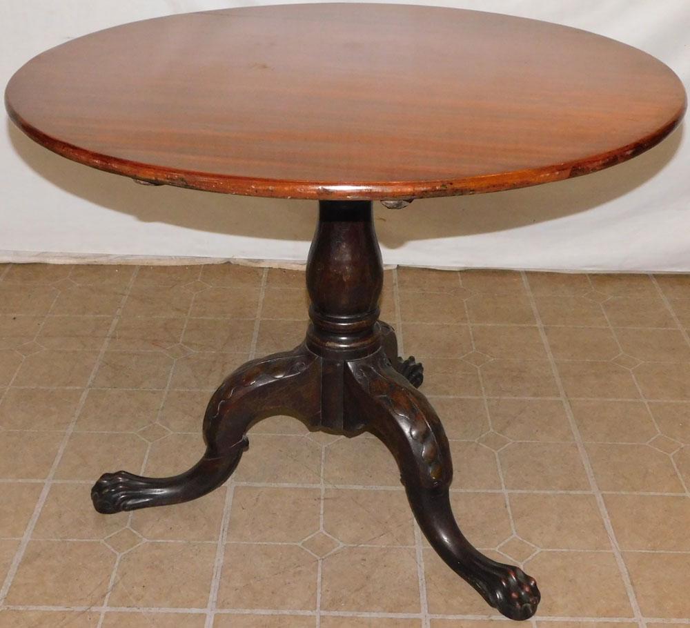 19th C Mahogany Tilt Top Tea Table With Claw Feet (1 of 3)