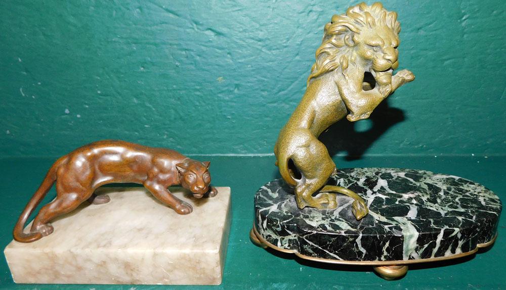 Bronze Lion Sculpture & Bronze Panther Sculpture Auction