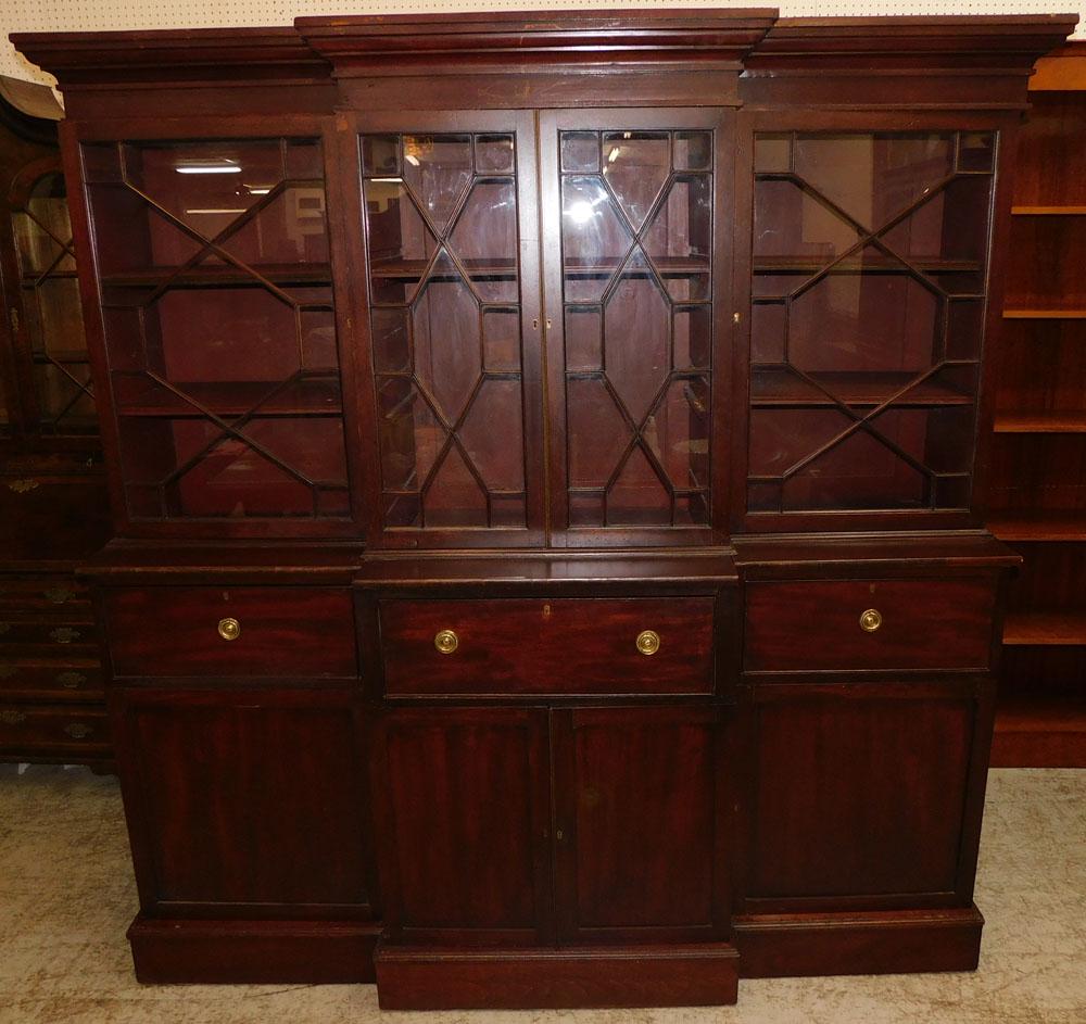 19th C Mahogany Eight Part Break Front With Satinwood Interior & Desk Compartment (1 of 12)