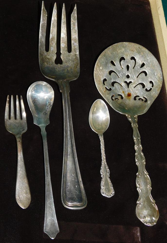 Lot 5 Sterling Serving Pieces Spoons Fork  ( 7 Troy Oz.) (1 of 1)