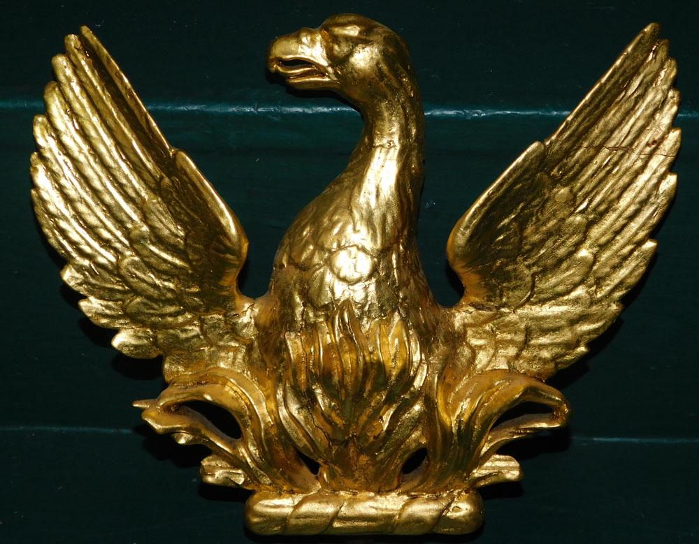 19th C Gilded Wood Carved Eagle Crest (1 of 2)