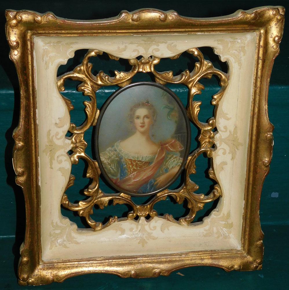 Framed Hand Painted Portrait Of Lady In Ornate Frame (1 of 2)