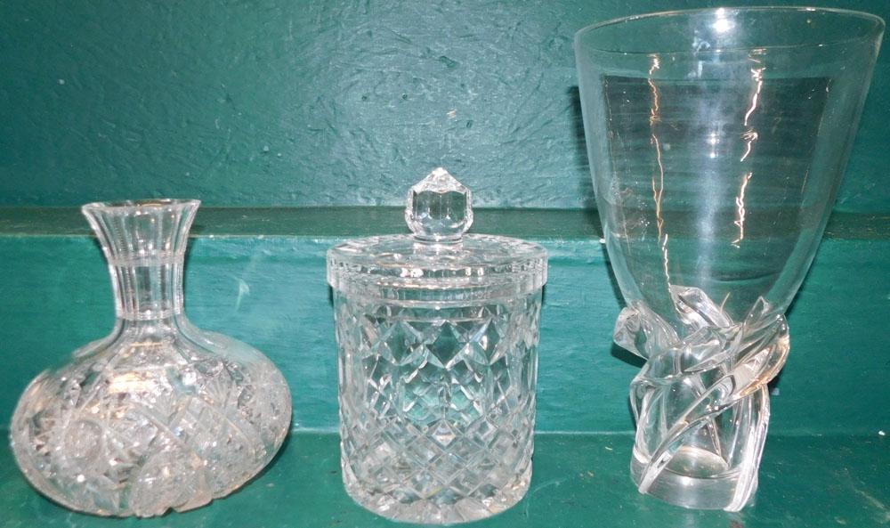 Crystal Biscuit Jar- Cut Glass Water Bottle- Stuart Vase (1 of 2)