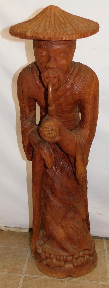 Wood Carved Asian Man (1 of 2)