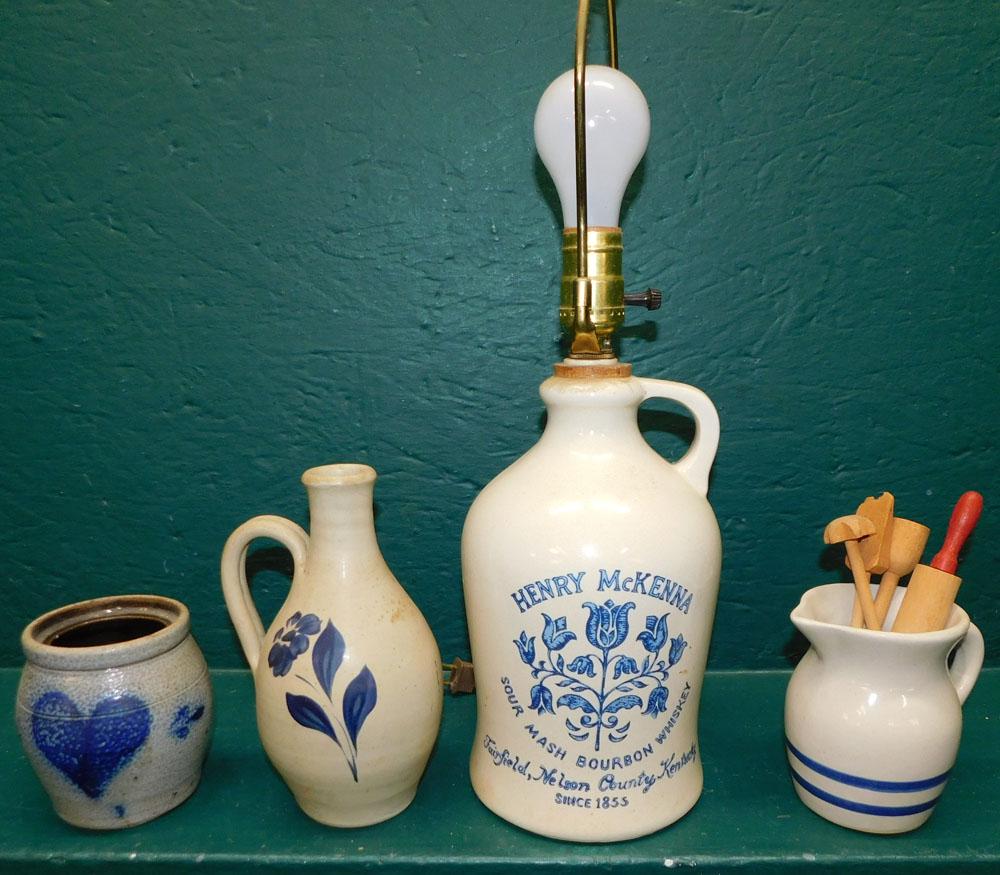 Lot Stone Ware - Whiskey Jug Lamp - Jugs (1 of 3)