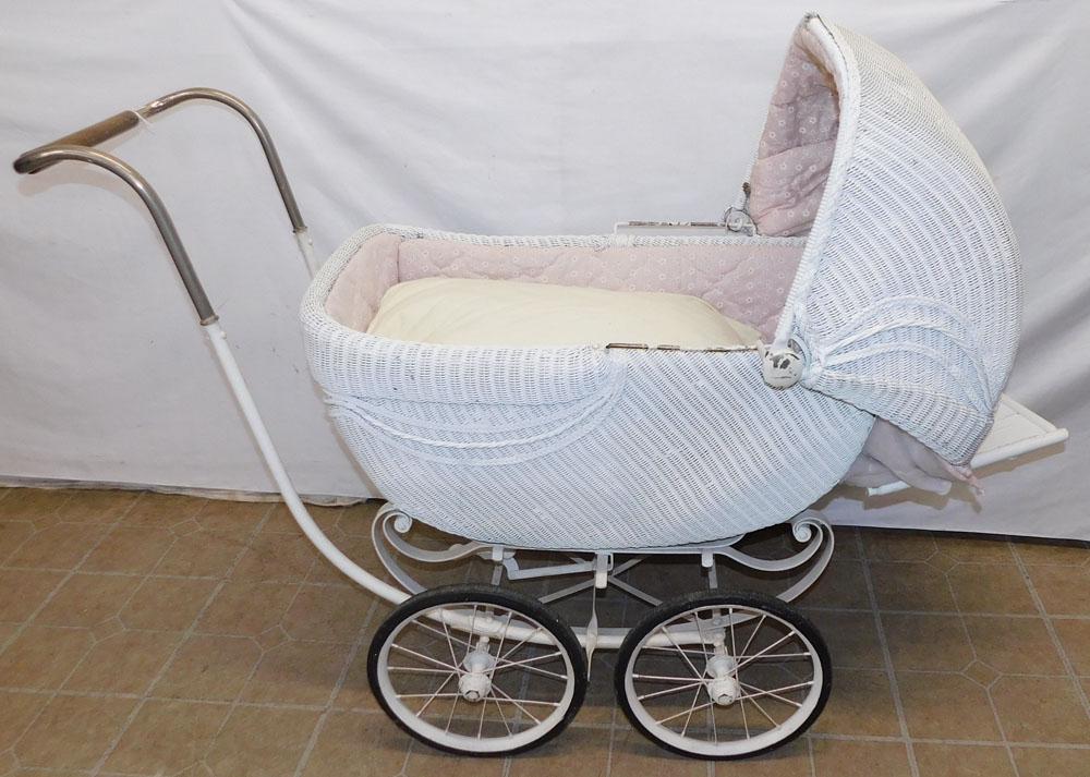 Antique Painted Wicker Baby Carriage (1 of 5)