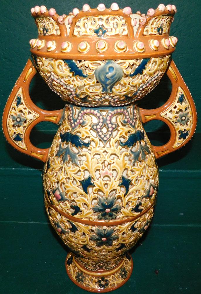 Painted Porcelain Open Work Vase (Drilled For Lamp) (1 of 3)