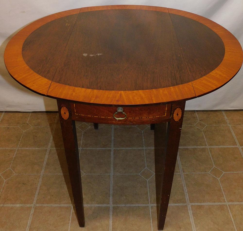 Mahogany & Satin Wood Banded Top One Drawer Table (1 of 5)