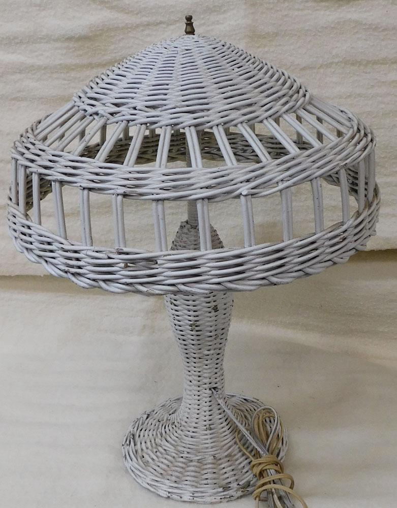 Antique Painted Wicker Lamp (1 of 2)