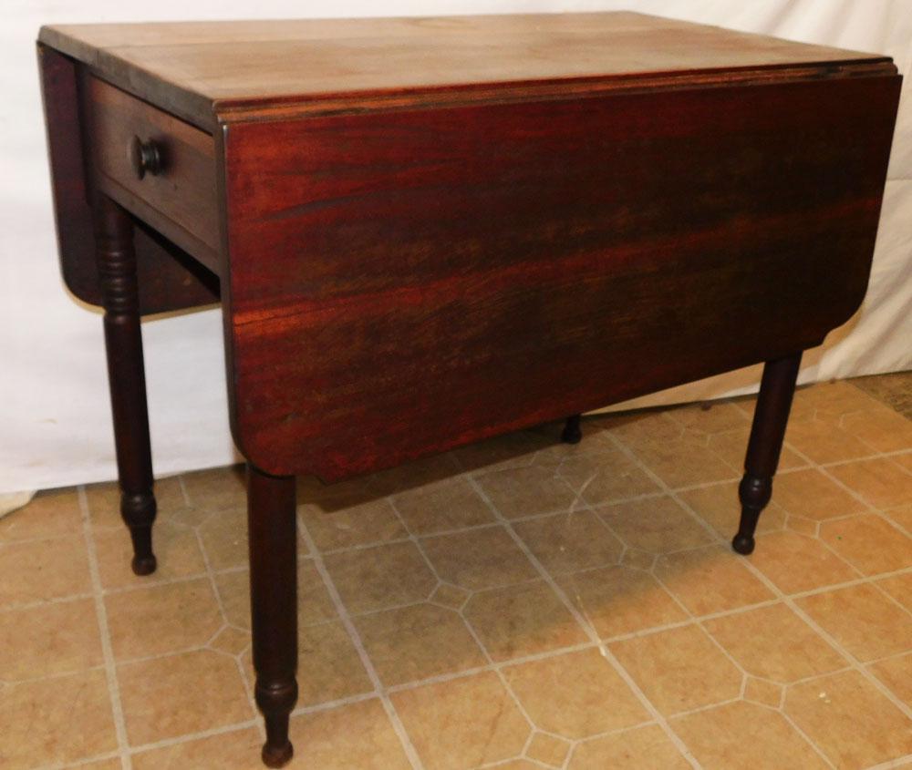 19th C Cherry Drop Leaf One Drawer Table (1 of 6)