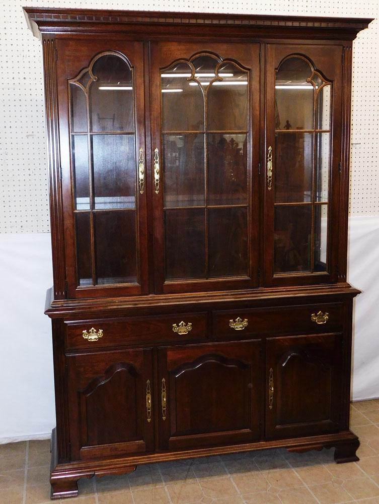 Cherry Two Part Lighted Break Front By Pennsylvania House (1 of 7)