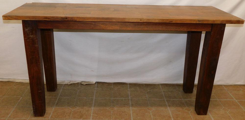 Mahogany Sofa Table: Mahogany Sofa Table. 60 1/4" W 20 1/4" D 30 1/4" H "ALL DESCRIPTIONS AND ANY CONDITION STATEMENT GIVEN BY LANGSTON AUCTION GALLERY ARE STRICTLY OPINIONS AND LANGSTON'S SHALL HAVE NO RESPONSIBILITY FOR